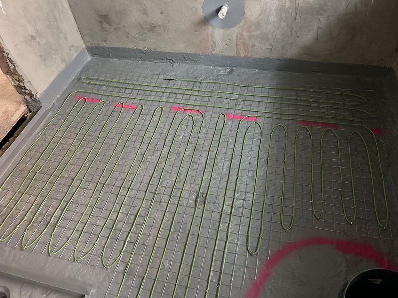 Thin mat electric heating installation photo 4